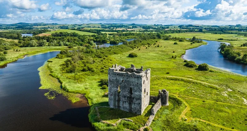 Threave Castle from a drone, Kirkcudbrightshire, Dumfries and Galloway, 