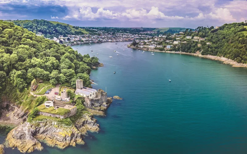 Aerial view of Dartmouth Castle, Devon, UK