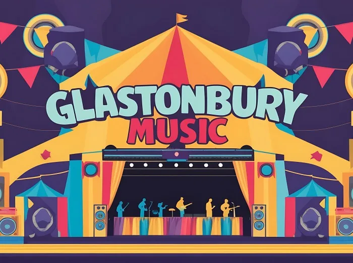 Glastonbury Music Festival Stage Illustration