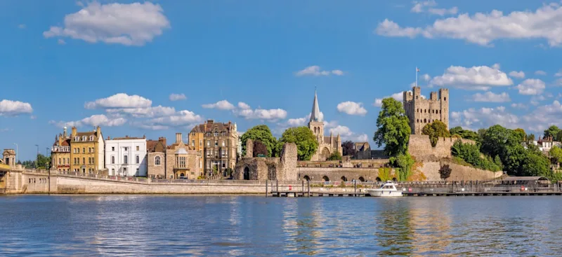 View to historical Rochester across river Medway