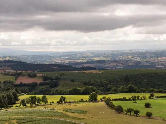 countryside of Wales outside the village of Hay on Wye