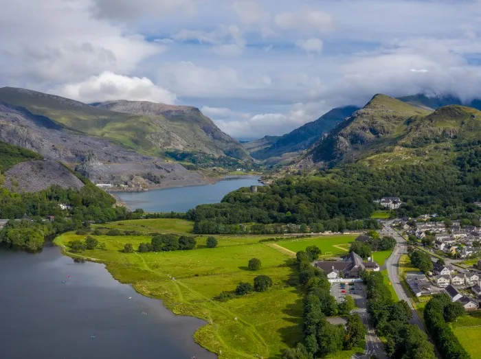 Aerial view of Dinorwic Quarry, near Llanberis, Gwynedd, Wales 