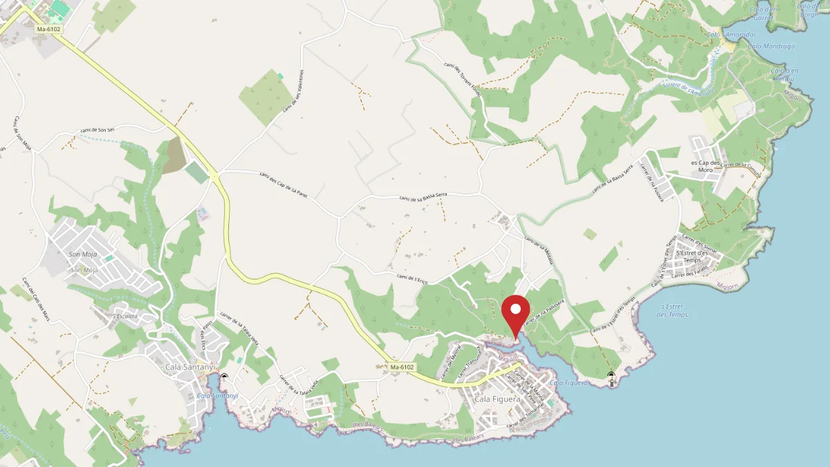 Landkarte von Mallorca mit rotem Pin.