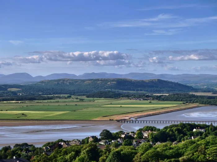 Arnside Viaduct and the Lake District Fells