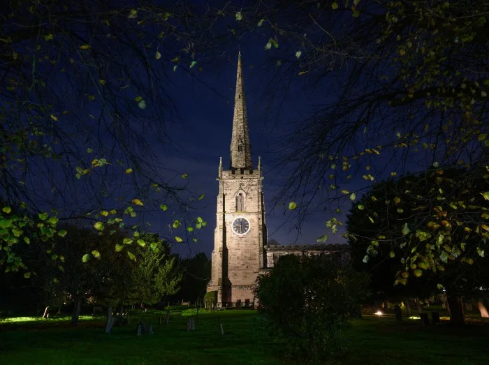 St. Wystan's Church in Repton, Derby, Illuminated at Night