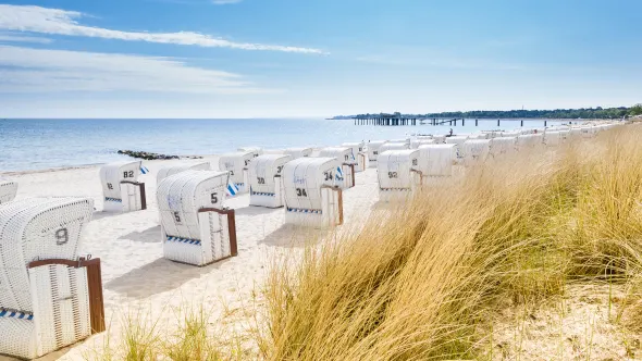 Strandkörbe an der deutschen Ostsee.