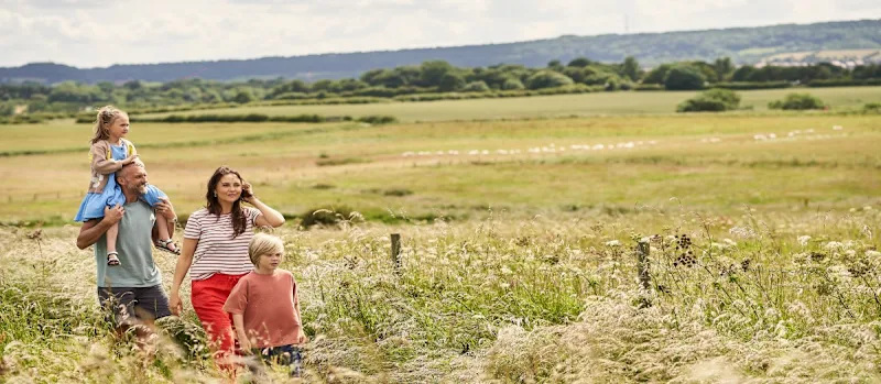 Family walking in the countryside