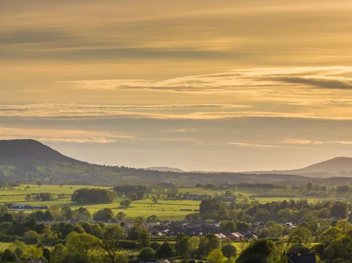 View of the Ribble Valley from the top of Clitheroe castle