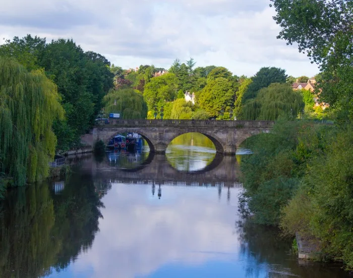 Views across the River Severn in Shrewsbury, Shropshire, England