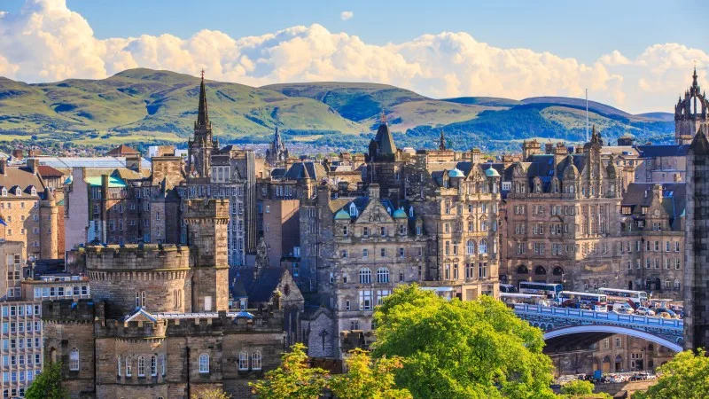 Mountain view point over Edinburgh city.