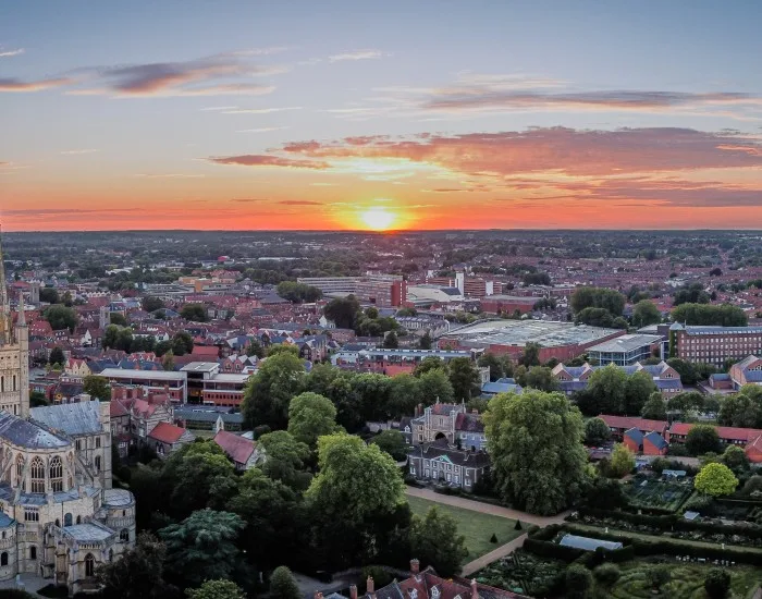 Norwich city skyline in Norfolk, England