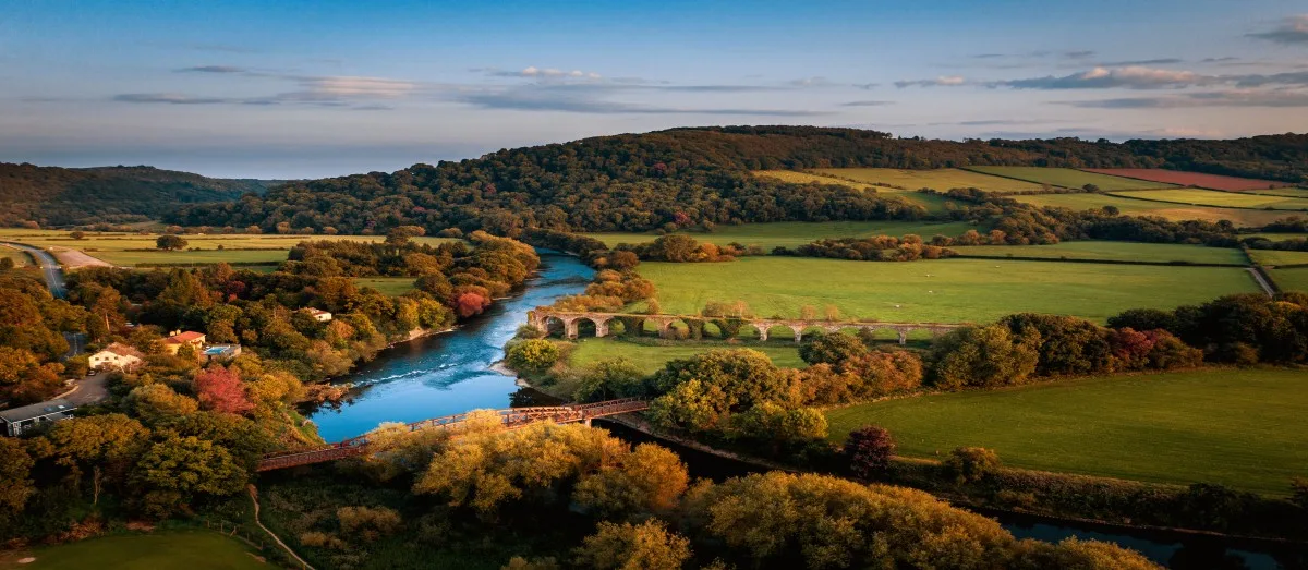 View of Monmouth Viaduct across the River Wye in Monmouthshire, Wales