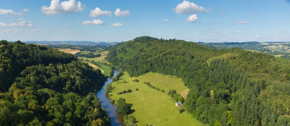 View of the River Wye in the Wye Valley in Herefordshire, England