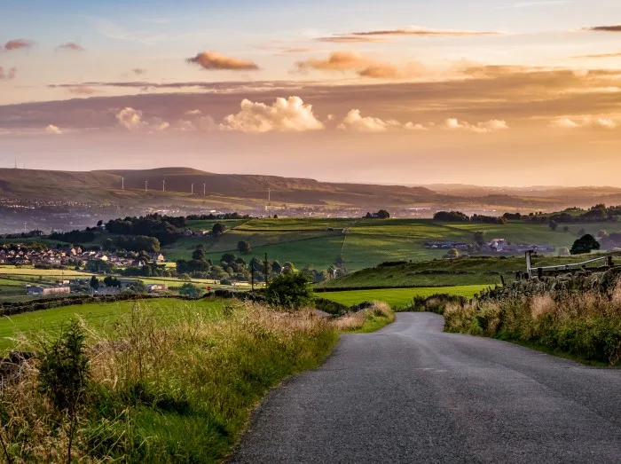 Countryside road at South Pennines on summer