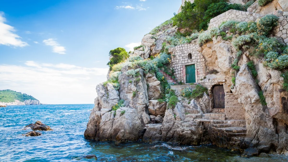 Doors on a cliff in Dubrovnik, Croatia