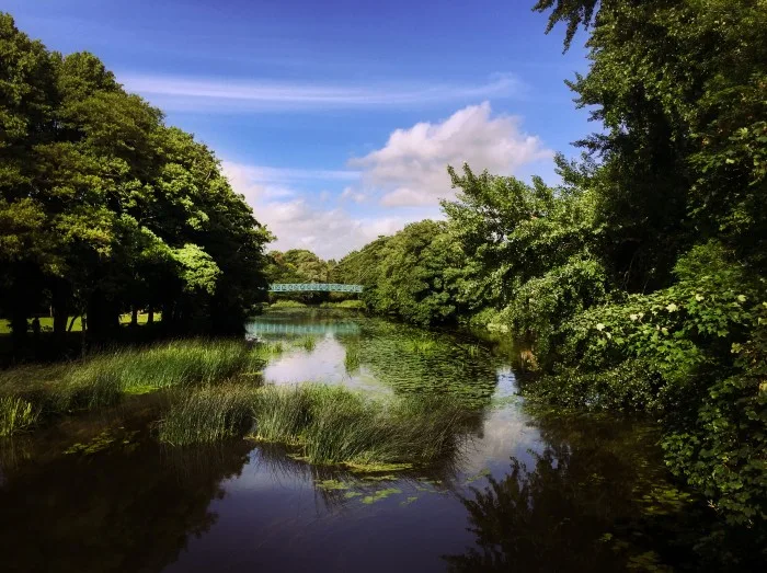 The Blue Bridge over the River Stour at Blandford Forum in Dorset.