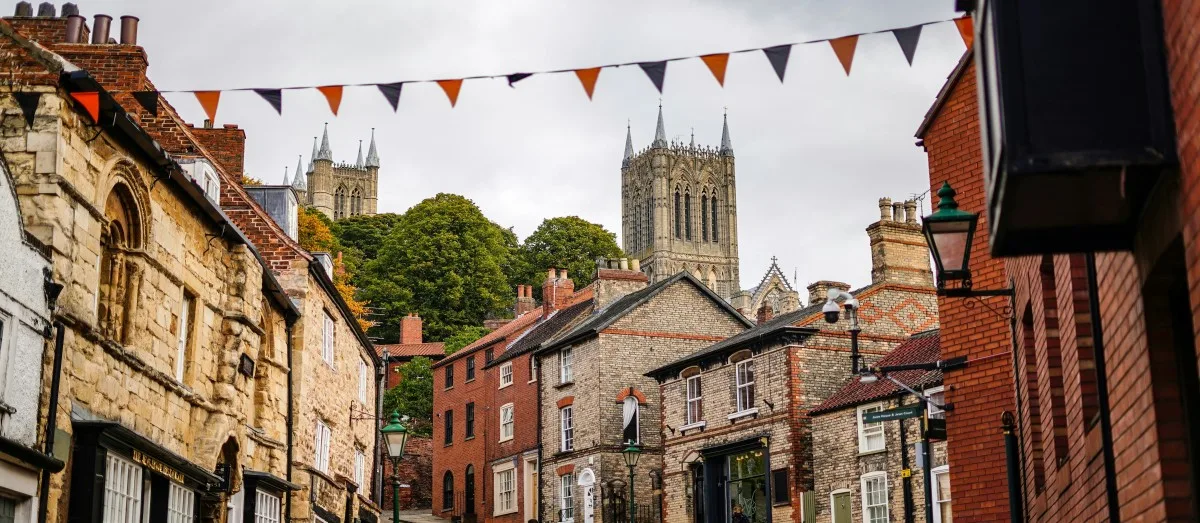 Steep Hill & Lincoln Cathedral in Lincoln, Lincolnshire, England