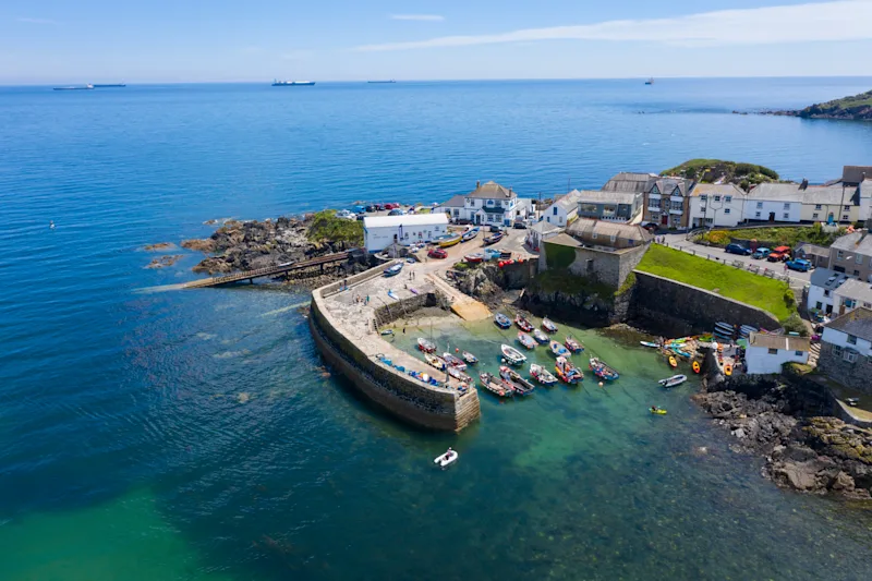 Aerial photograph of Coverack, Helston, Cornwall, UK