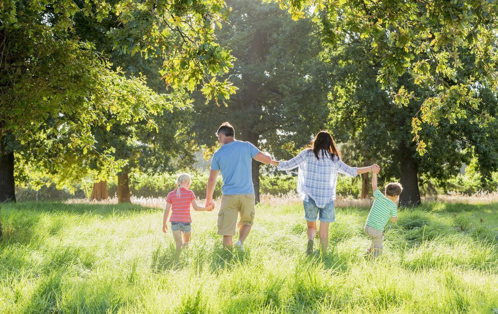 Familie på gåtur - sommer