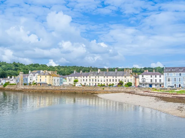 Beaumaris overlooking the Menai Strait on the island of Anglesey in North Wales