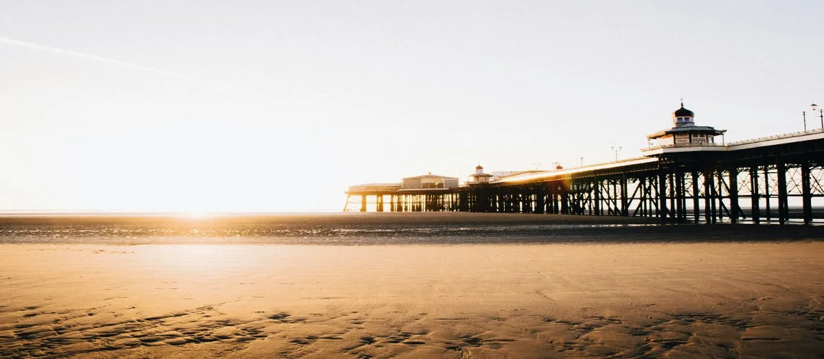 Blackpool beach on the Lancashire coast in England
