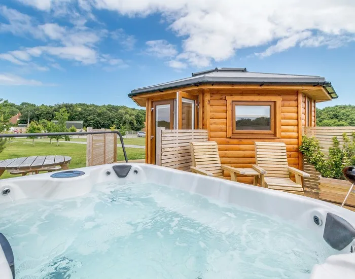 Glamping pod at Green Meadows Park in Fitling, near Hornsea in Yorkshire, UK