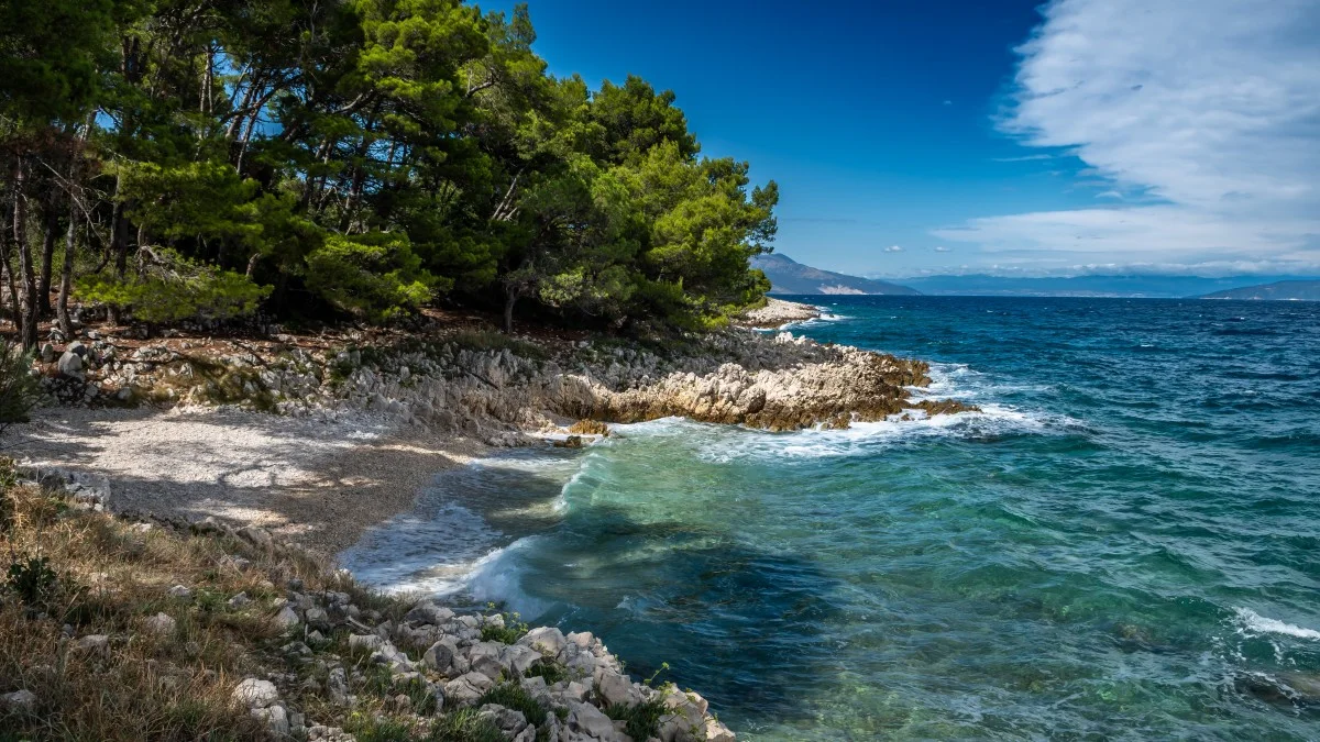 Secret Beach At The Coast Of The Mediterranean Sea Near Rabac In Istria In Croatia