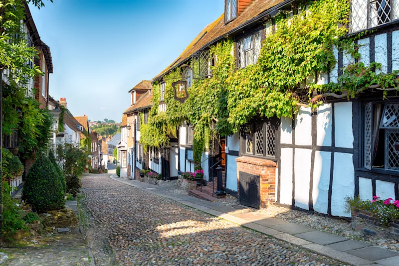 Historic streets of Rye in East Sussex, England, UK