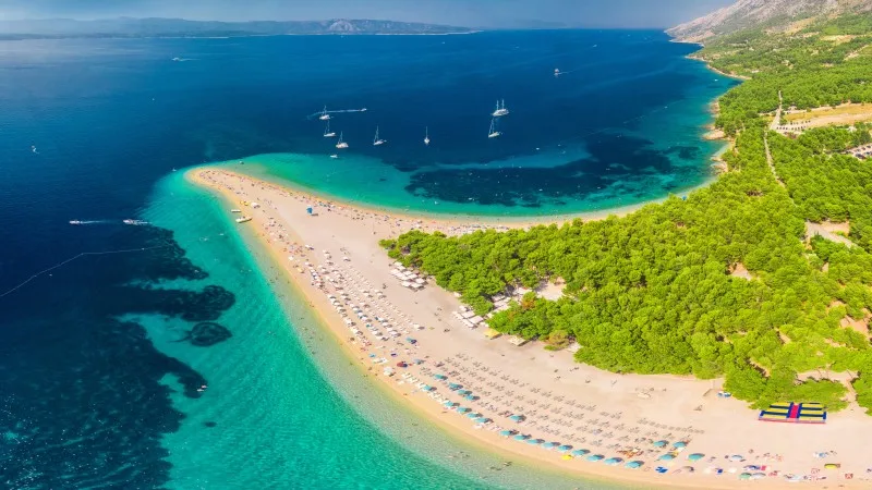 Famous Zlatni rat beach in Bol, Island Brac, Croatia,