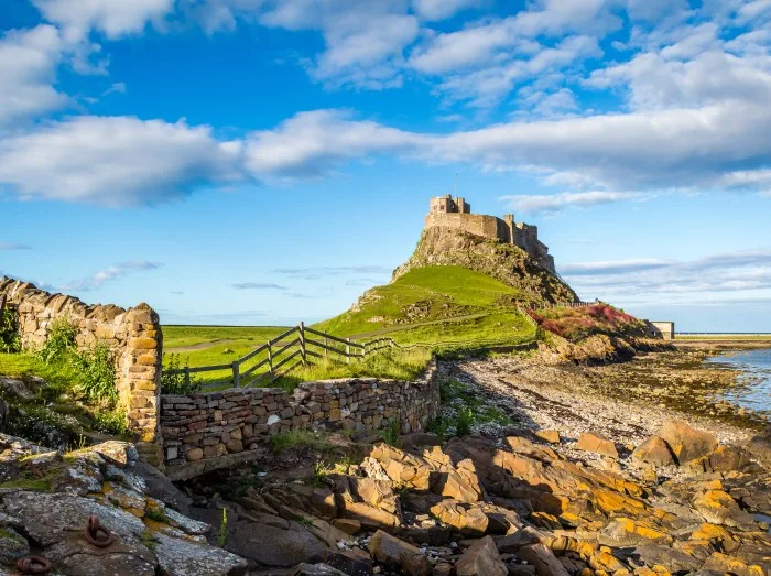 Lindisfarne Castle on the Northumberland coast,