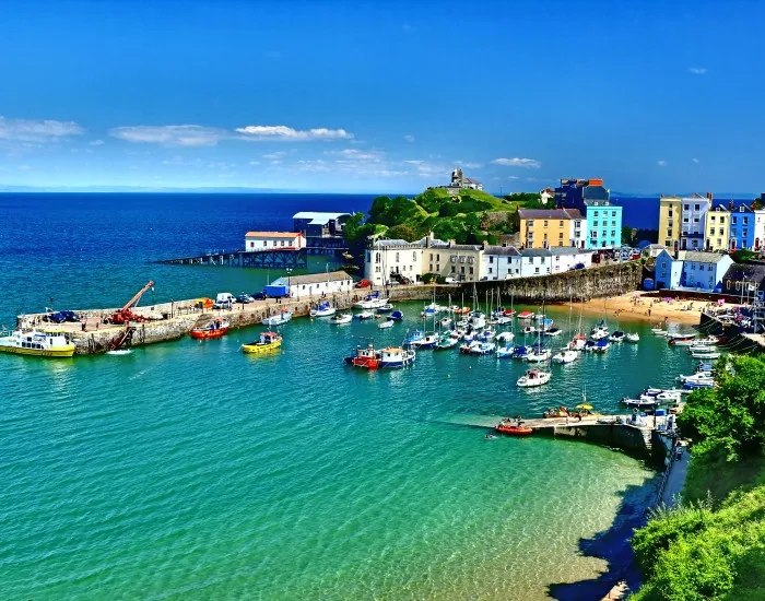 View of Tenby Harbour in Pembrokeshire, Wales