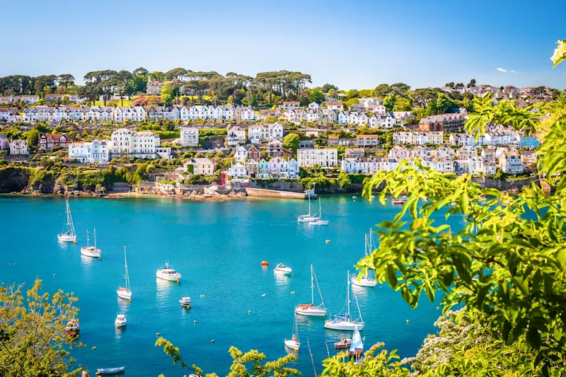 Boats in the harbour in Fowey, Cornwall, UK