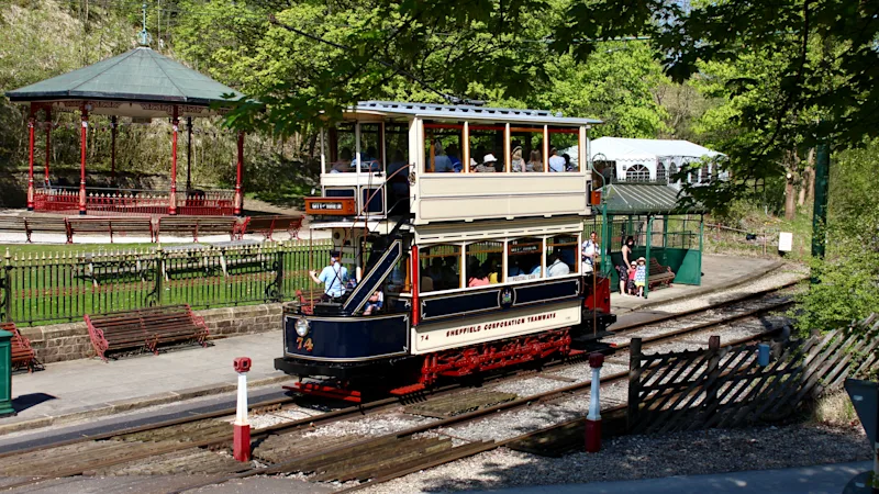 Tram at Crich Tramway Village, Matlock, Peak District, Derbyshire, England, UK - by Neil Turner