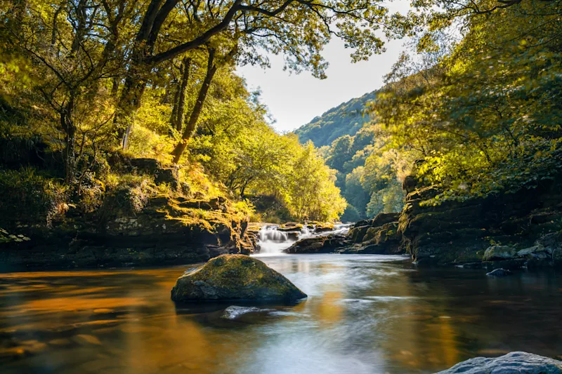 East Lyn River & Watersmeet in Exmoor National Park, North Devon, UK