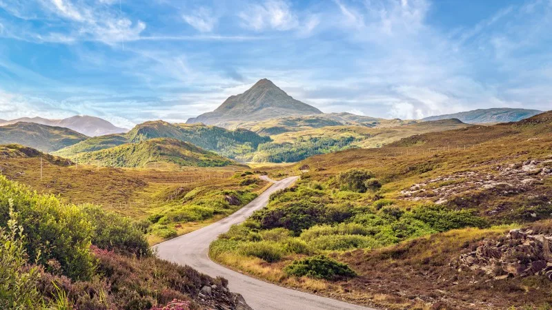 View of Ben Stack mountain peak from West, Scottish Highlands.