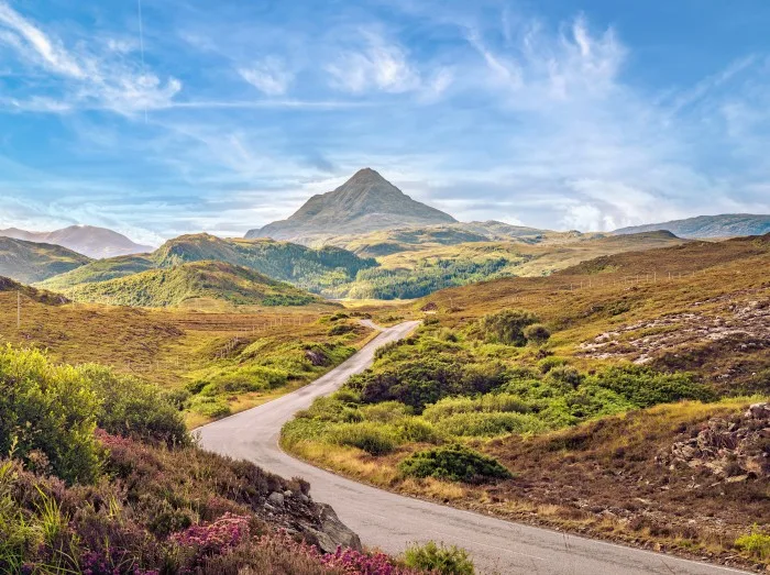 View of Ben Stack mountain peak from West, Scottish Highlands.