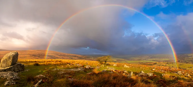 Rainbow in Dartmoor National Park, Devon, UK