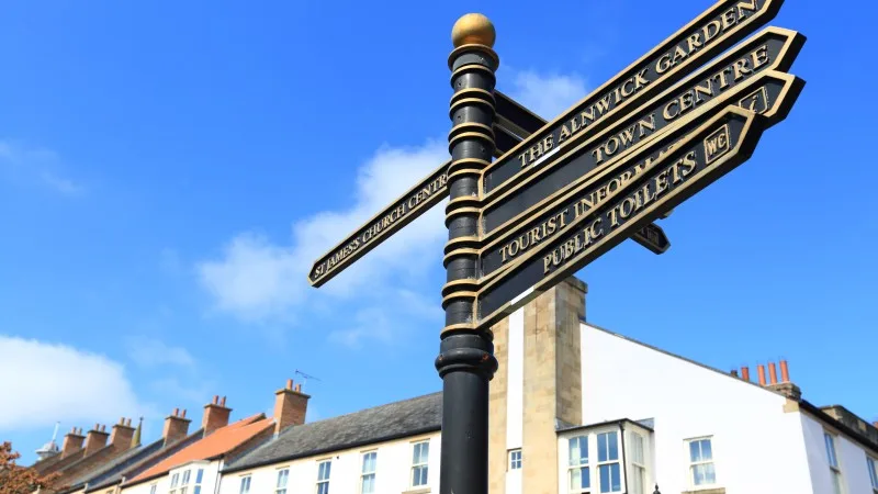 Road sign in Alnwick