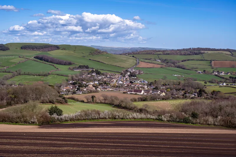 Countryside around the village of Chideock in Dorset, UK