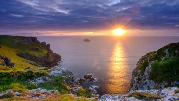Summer sunset over The Rumps and Pentire Head on the North Coast of Cornwall