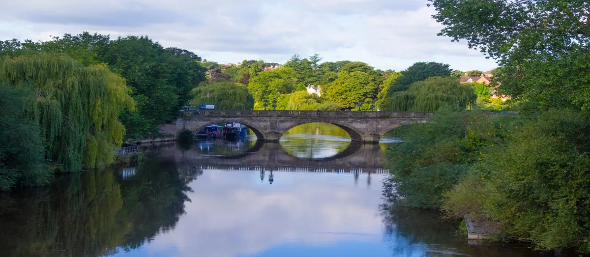 Views across the River Severn in Shrewsbury, Shropshire, England