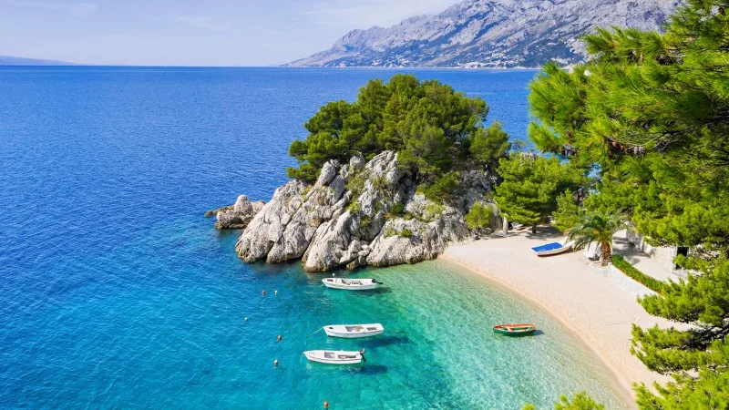 Beautiful beach near Brela town, Dalmatia, Croatia. Makarska riviera,