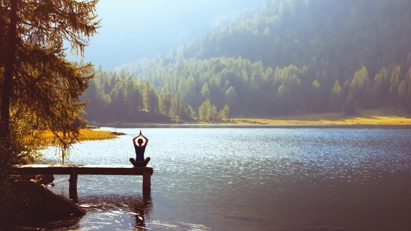 wellbeing and healthy lifestyle concept, yoga background