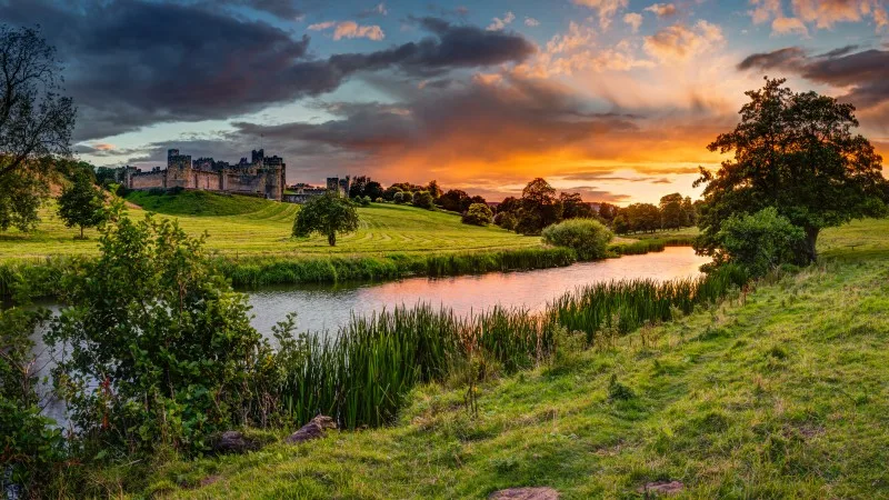 Panoramic Sunset over River Aln / The River Aln runs through Northumberland from Alnham to Alnmouth.