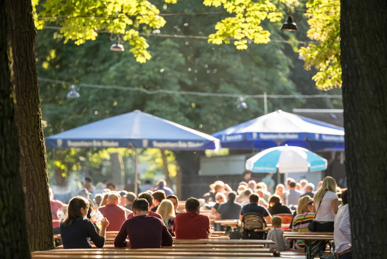 Biergarten in München.