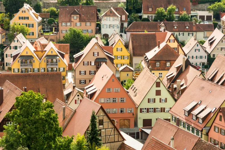 Fachwerkhäuser in Dinkelsbühl auf der romantischen Straße