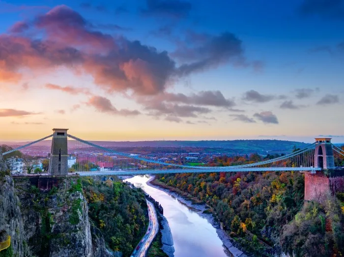 Clifton Suspension Bridge in early morning light, Bristol,