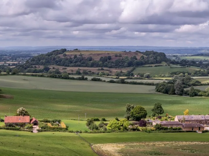 View towards Cadbury Castle - Bronze and Iron Age Hillfort in Somerset 