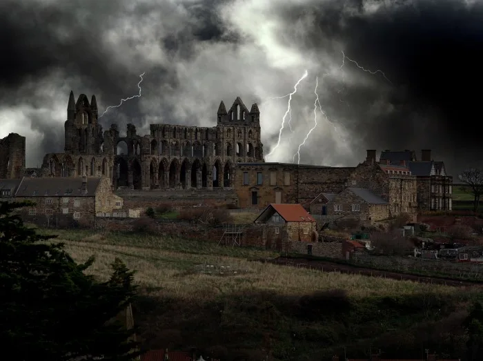 Whitby abbey in north Yorkshire. Coast. Bram Stoker Dracula location