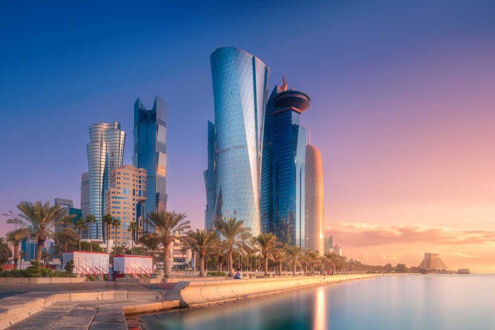 Skyline of West Bay and Doha City Center Qatar